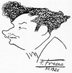 Caricatura de Raul Proença pelo artista espanhol Fresno