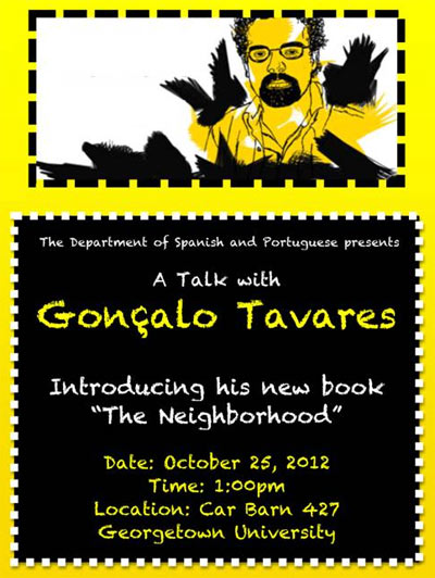 EUA: Gonçalo M. Tavares apresenta 'The Neighborhood' em Georgetown